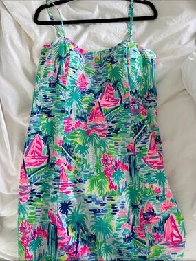 Lilly Pulitzer Pink & Teal Tropical Sailboat Cami